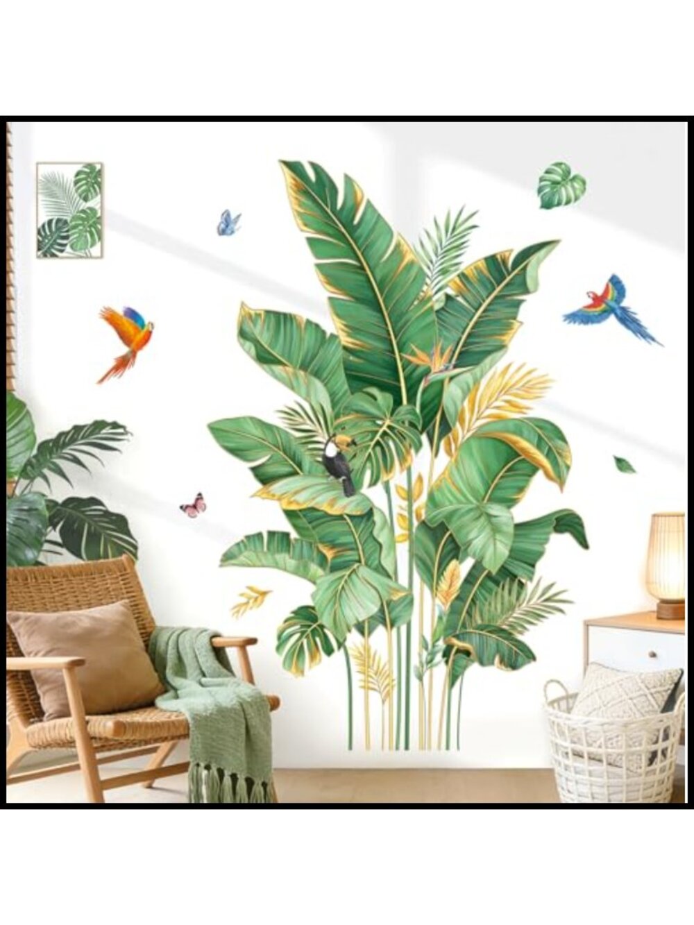 Tropical Palm Leaves Wall Decals Peel and Stick Removable Waterproof